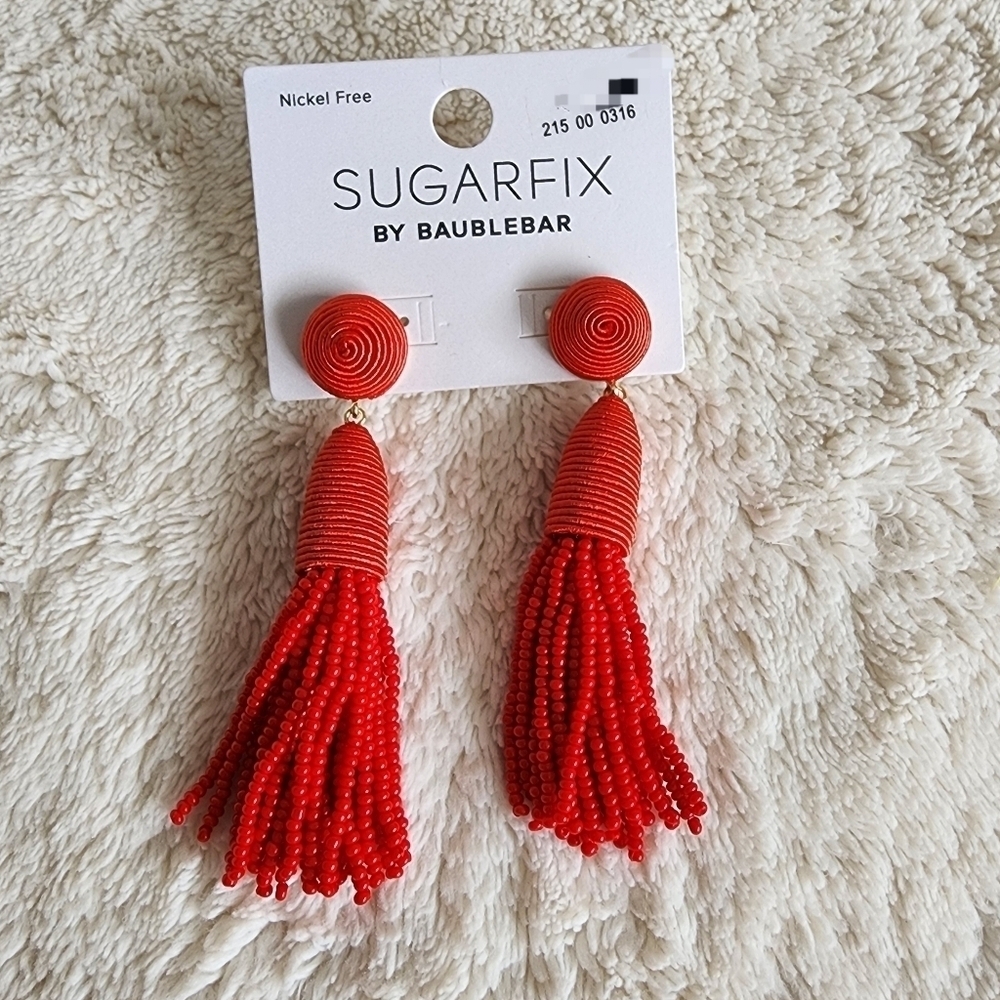 New limited-edition SUGARFIX by BaubleBar Threaded Tassel red Earrings